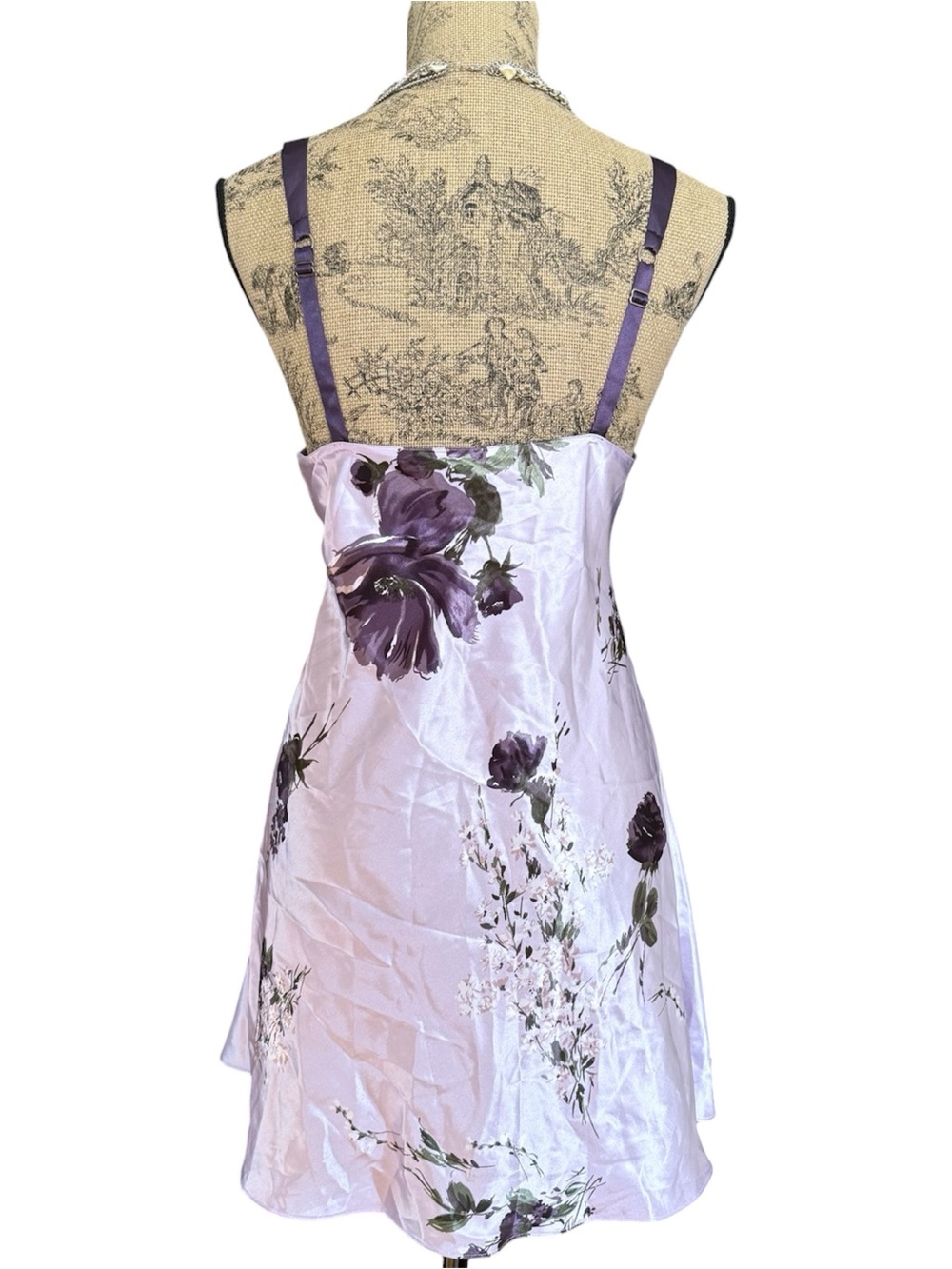 Jones New York Purple Floral Satin Slip Dress - Picture 3 of 4